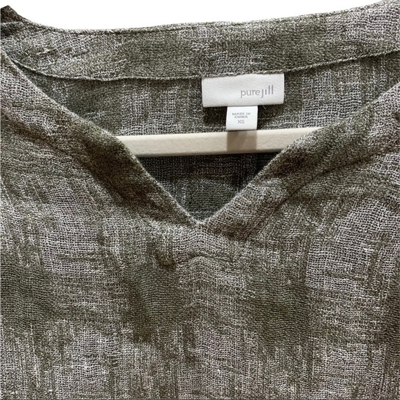 J. Jill Pure Jill Green/Gray 100% Linen Lagenlook Plaid Top 3/4 Sleeves Sz XS - Picture 5 of 7